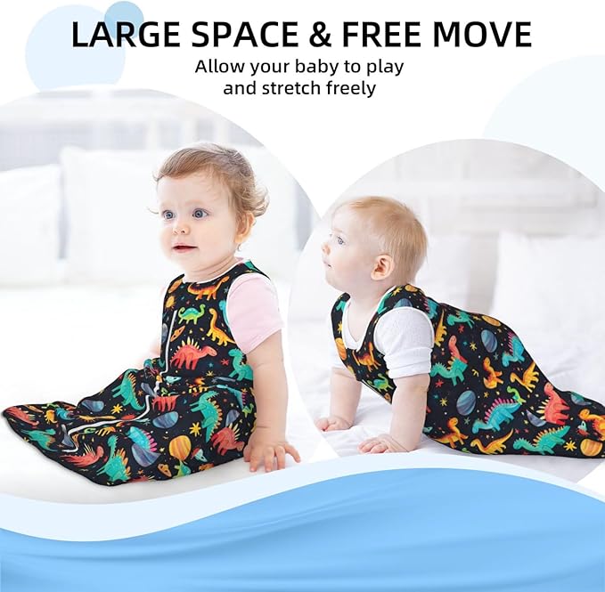 Baby Sleep Sack Sleeveless Sleeping Bag Wearable Blanket Soft Breathable Toddler Sleep Bag Colorful Dinosaur