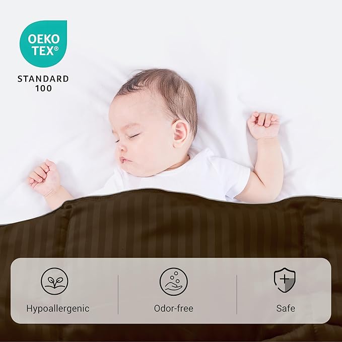 ZPECC Toddler Down Alternative Comforter, 39x47 Hypoallergenic Baby Blanket Quilt, Soft Breathable Lightweight All Season Kids Duvet Insert for Crib Stroller Cot Daycare, Brown