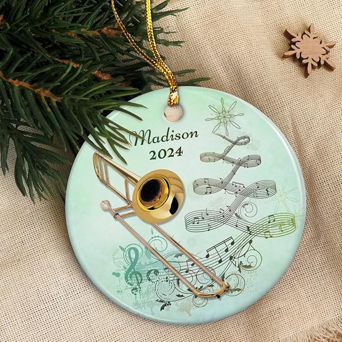 wowcugi Trombone Ornament Personalized Instrument Ornaments for Christmas Tree Xmas Tree Decorations Keepsake Gifts for Band Instruments Music Lovers