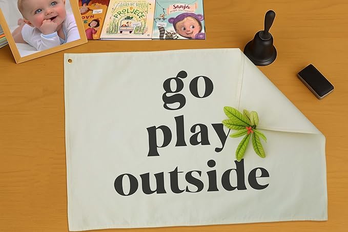 Nursery Rectangular Canvas Banner Wall-Hanging Flag Wall Art Decor for Baby Boy Girl,Kids Room Playroom Bedroom Game Room Kindergarten Decor,Birthday Christmas Gift-Go Play Outside-28.5"L×20"W
