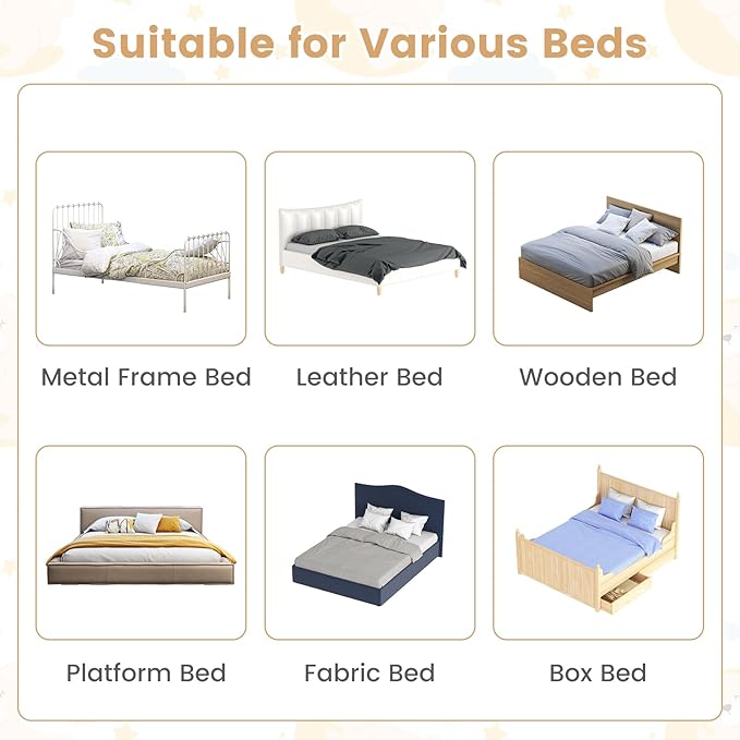 HONEY JOY Bed Rail for Toddlers, Extra Long, Foldable Portable Swing Down Safety Bed Guard Rail, Toddler Bed Rails for Crib, King Queen Full Twin Size Bed Mattress (White, 1 Pack, 71 Inch)