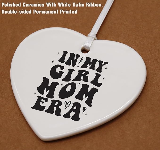 Heart Shaped Christmas Ornament-Girl Mom Era Gift-Gender Reveal or Baby Shower Present for New Mother-Baby Girl Announcement Keepsake-Newborn Decor Ceramic Ornament Home Plaque