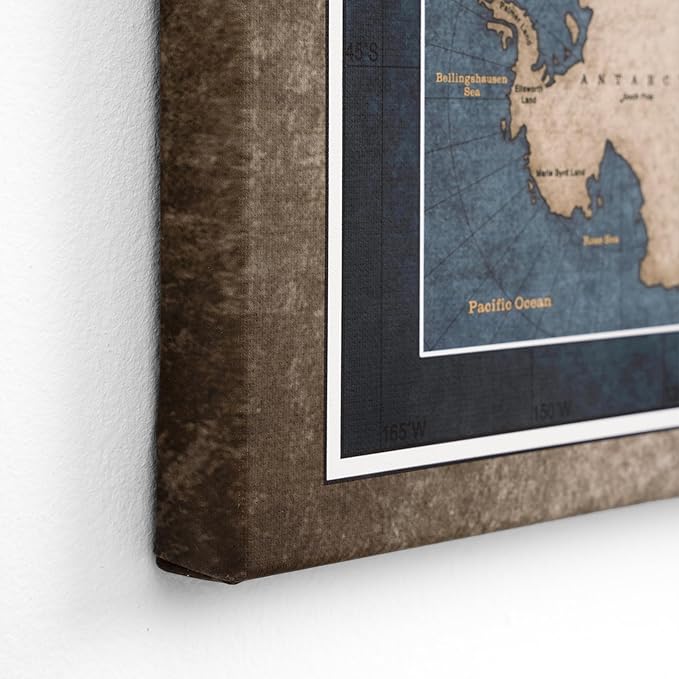 Canvas World Map with Cork Pin Board - English Lettering - Decorative Wall Decoration for All Rooms - Canvas Pictures with World Map Motif (120x80 cm, Pattern 13)