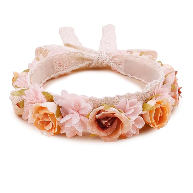 Hairband, 2pcs Children Girl Lace Headbands with Flower, Adjustable Size Hair Accessories Gift for Children (lace-7)