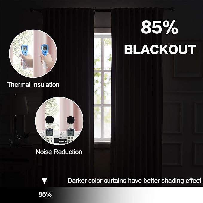 DUALIFE 102 Inch Curtains Pink - Room Darkening Drapes for Nursery, Light Blocking Curtain Panels for Bedroom Girl Room (Baby Pink, 52 inches Width by 102 inches Length, 1 Pair)