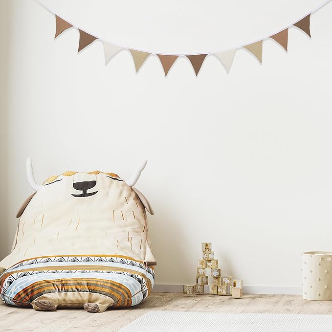 Pennant Banner Flags,Infant and toddler room decoration pennant,for Nursery Decor Baby Birthday Boho Wedding Shower Party Event (Beige triangular flag banner97)