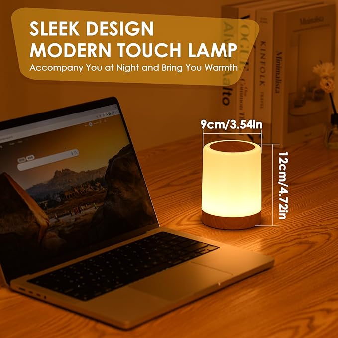 Auxmir Night Light for Kids Baby, Dimmable Touch Lamp for Nursery, 11 RGB Colors 5 Brightness, Portable Rechargeable Bedside Table Lamp for Nightstand, Kids Night Light for Bedroom Living Room, Brown