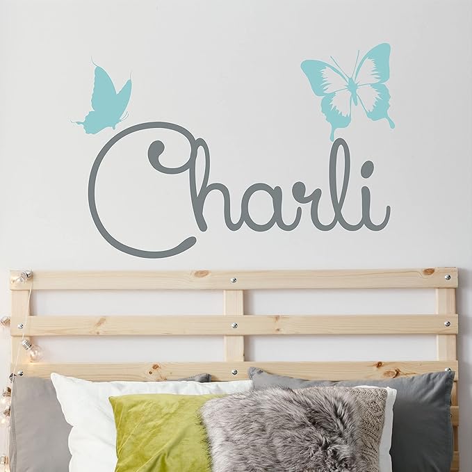 Custom Name Butterfly Wall Decal - Girls Personalized Name Butterfly Wall Sticker - Custom Name Sign - Custom Name Stencil Monogram - Girls Room Wall Decor