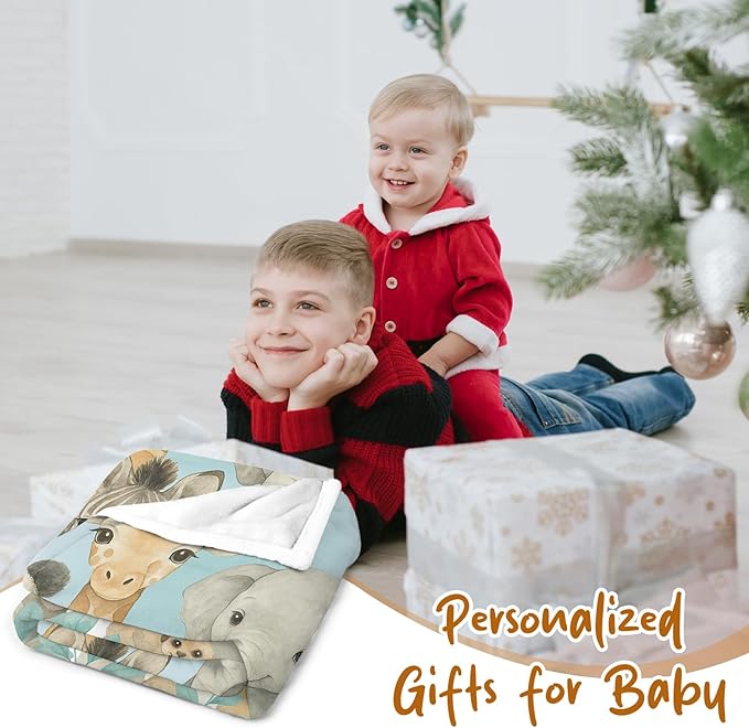 Ship Next Day,Personalized Baby Blanket with Name, Custom Baby Blanket for Kids Soft Flanne Blankets in Easter Personalized Baby Gifts for Infant Newborn Shower (Cyan)
