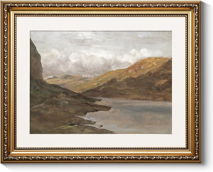 ARPEOTCY Vintage Gold Framed Wall Art, 13x16 inch Nature Seaside Landscape Retro Paintings Canvas Prints Aesthetic Home Wall Decor for Living Room Bedroom Bathroom Antique Pictures Frame Artwork