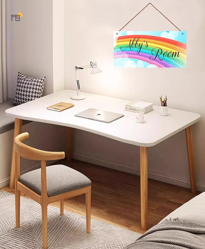 Personalized Rainbow Wooden Sign Girls Room Boys Bedroom Door Decor Custom Name Nursery Kids Room Wood Wall Plaque For Little Man Cave