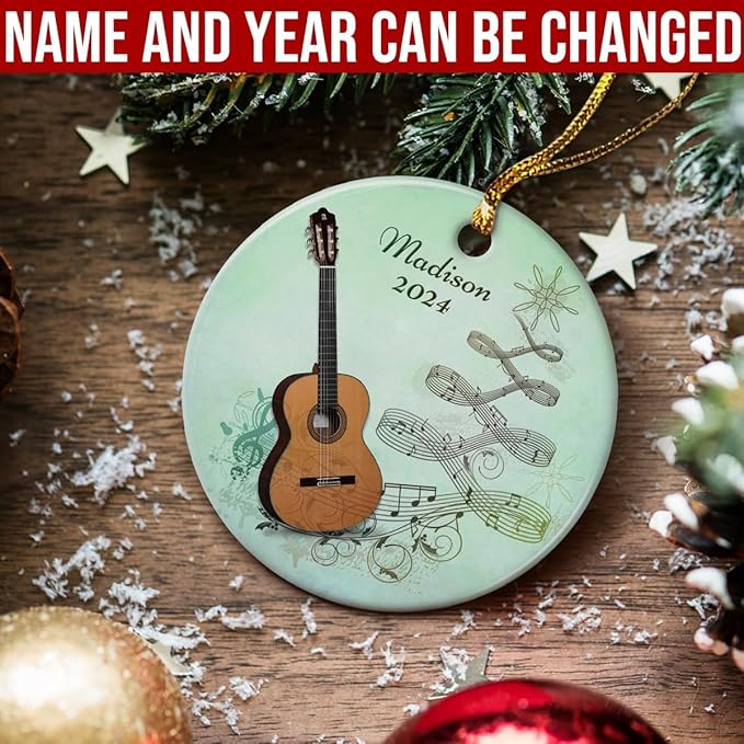 wowcugi Guitar Ornament Personalized Instrument Ornaments for Christmas Tree Xmas Tree Decorations Keepsake Gifts for Band Instruments Music Lovers