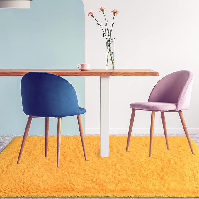 Merelax Modern Soft Fluffy Large Shaggy Rug for Bedroom Livingroom Dorm Kids Room Indoor Home Decorative, Non-Slip Plush Furry Fur Area Rugs Comfy Nursery Accent Floor Carpet 4'x6' Orange