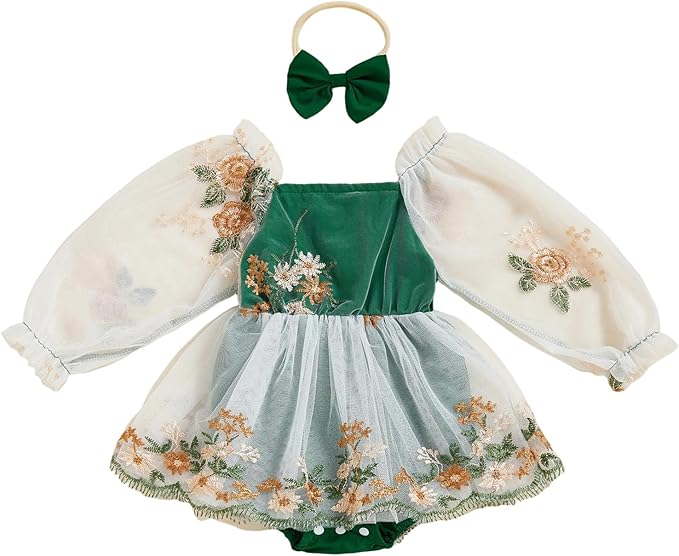Giraropa Baby Girl Fall Winter Clothes Long Sleeve Romper Dress + Socks + Headband Newborn Infant Cute Casual Outfits