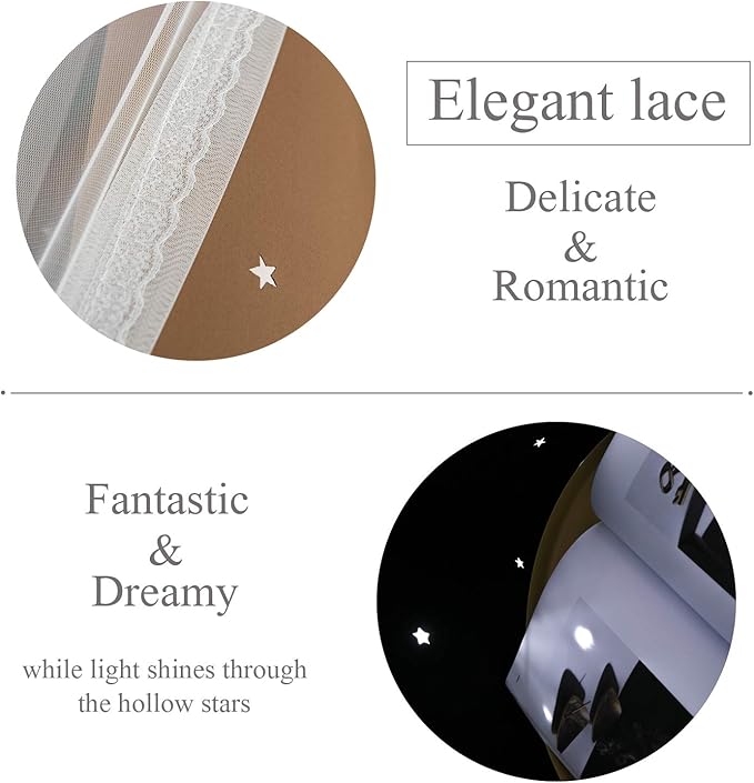 Kinryb Kids Blackout Curtains for Bedroom/Living Room/Classroom, Sheer Overlay Small 2 Panel Set, Double Layer Curtains with Star Cutout for Kids Room(W 52 x L 45 Inches,Coffe 2 Pcs)