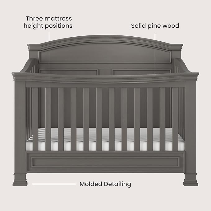 Child Craft Westgate Crib, Double Dresser, and Chest Nursery Set, 3-Piece, Includes 4-in-1 Convertible Crib, Dresser, and Chest (Chelsea Gray)