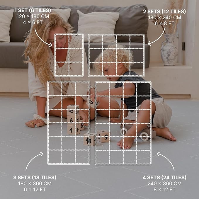Toddlekind Playmat - Premium Foam Playmat, 4 x 6 feet Premium Quality Foam Play Mat for Babies/Toddlers, Stylish, Non-Toxic, Odorless, Tulum Stone (Grey)