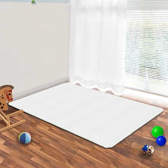 Yostrong® 18 Tiles Interlocking Puzzle Foam Baby Play Mat with Straight Edges for Playing - EVA Babies Crawling Mat | Rubber Floor Work Out Mats for Home Gym. White. YOC-Ab18S18