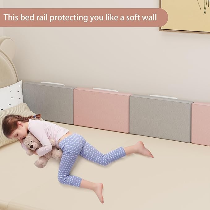 Bed Rail, Bed Rail for Toddlers, Kid, Adult, 78.7" Bed Side Rails for Full, Queen, King, Twin, Bunk, Dorm Beds to Prevent Falls, Bed Rails Can be Flexibly Combined, Easy Installation (Pink, 4 Packs)