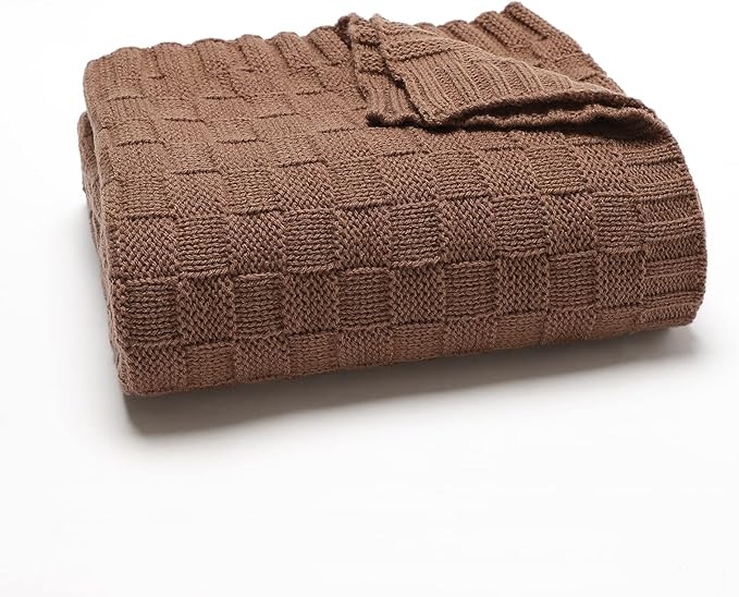 LAWKUL Baby Blankets Knit Cable Babe Blanket Soft Airy Newborn Infant Receiving Swaddling Brown Neutral Crib Stroller 40"x30"