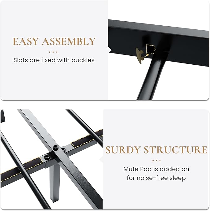 SHA CERLIN King Size Metal Platform Bed Frame with Victorian Style Iron-Art Headboard and Footboard, Easy Assembly, Under Bed Storage, No Box Spring Required, Black