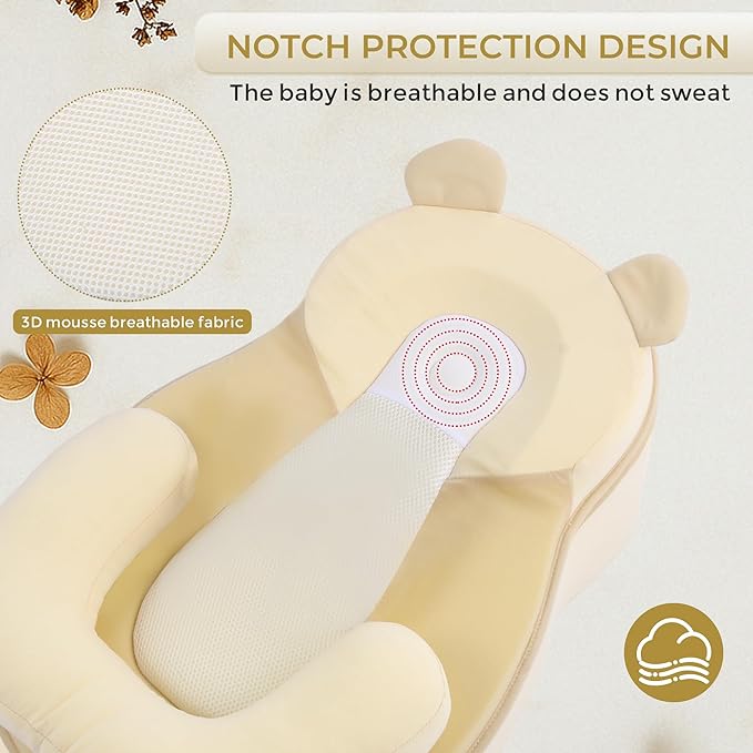 Baby Feeding Pillow, Anti Overflow Feeding Pillow for Reducing Spit-Up, Safety Nursing Pillow, Baby Lounger Reflux Wedge Breastfeeding, Removable top and Bottom