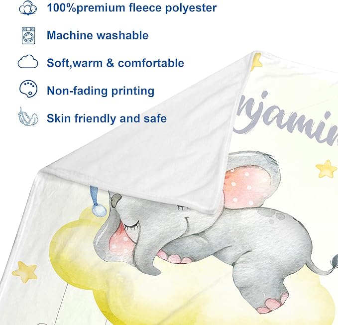 J&SBGFT Custom Baby Blanket with Name for Boys - Personalized Name Blanket, Toddlers Kids Nursery Stroller Crib Decor Throw 30"x40", Color 3