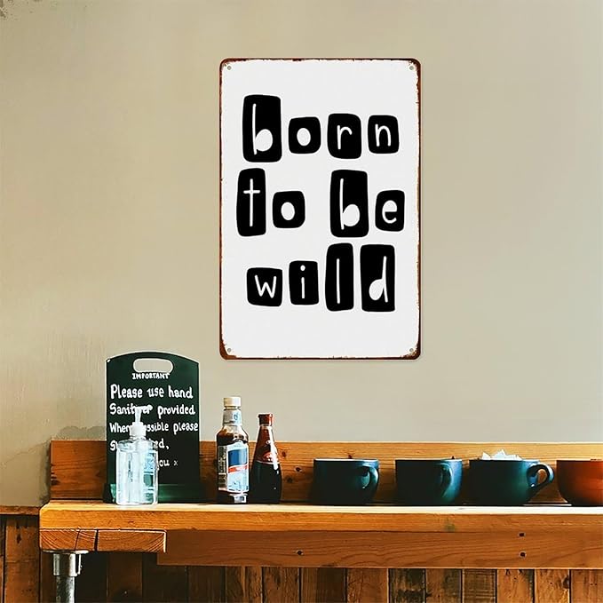 Born To Be Wild Safari Nursery Wall Decor Wild One Playroom Aluminum Tin Signs Nursery Metal Posters for Living Room Classroom Bedroom Bathroom Decoration 8x12inch