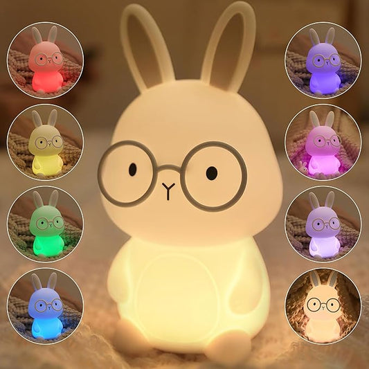 Bunny Night Light, Rabbit Lamp for Kids,Rechargeable Nursery Nightlight ,Silicone Bedside Lamp with Touch Color Changing,Dimmable/TimmerLight, Room Decor,Easter Gift / Christmas Gifts for Boys Girls