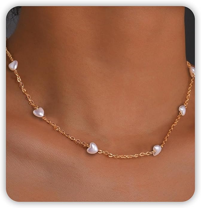 SmileBelle Pearl Necklaces for Women, Daisy Pearl Choker as Christmas Stocking Stuffers for Teens, Silver Daisy Pearls Jewelry Trendy Stuff Birthday Gifts 3 Pearls White Necklace as Wedding Jewelry
