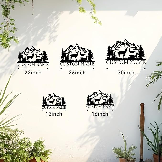 Personalized Camping Signs | Custom Metal Name Sign | Personalized Deer Metal Cabin Sign | Mountain Wall Decor | Custom Signs Outdoor Metal | Deer Hunter Gift | Cabin Sign | Porch Sign