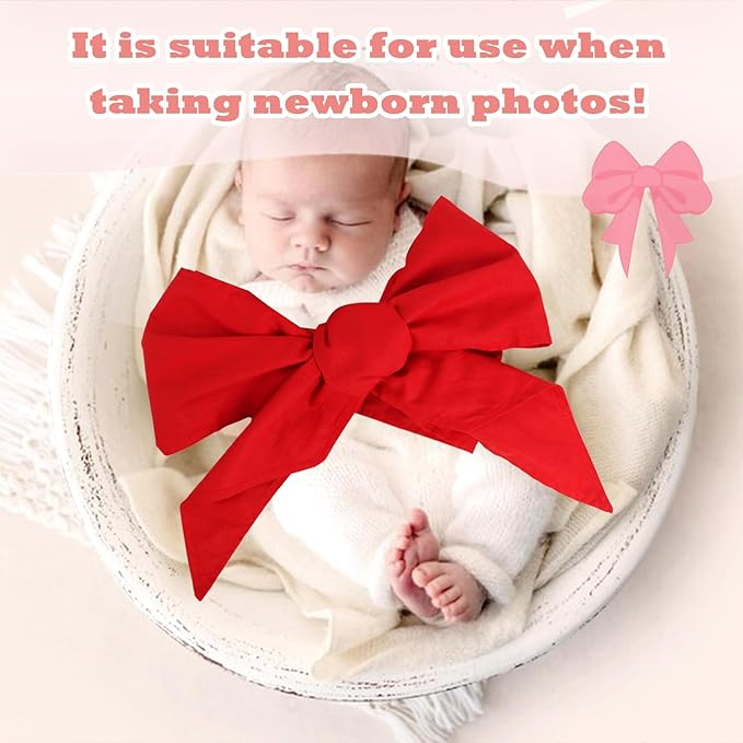 Newborn Swaddle Sash, Soft Cotton Bow Decorative Strap for Swaddles, Adorable Maternity Bow Sash, 70x5.5 Inch, Red