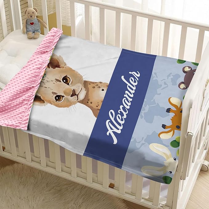 Personalized Baby Blankets for Boys Girls, Custom Name Blue Leopard Baby Blanket, Soft Receiving Blanket for Newborns and Toddlers, Ideal for Baby Showers and Nursery Decor