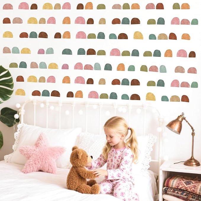 Boho Arch Wall Decals Geometric Modern Wall Stickers Colorful Abstract Pattern Stickers Irregular Arch Stickers Peel and Stick Small Half Circle Sticker Boho Wall Decals for Bedroom Living Room Decor