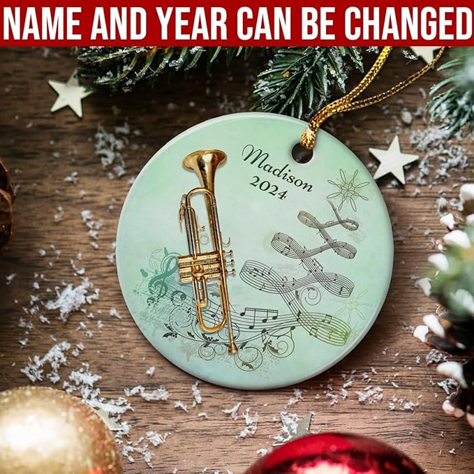 wowcugi Trumpet Ornament Personalized Instrument Ornaments for Christmas Tree Xmas Tree Decorations Keepsake Gifts for Band Instruments Music Lovers