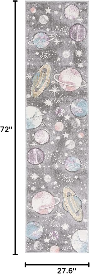 SAFAVIEH Carousel Kids Collection Runner Rug - 2'3" x 6', Grey & Lavender, Non-Shedding & Easy Care, Ideal for High Traffic Areas for Boys & Girls in Playroom, Nursery, Bedroom (CRK103F)