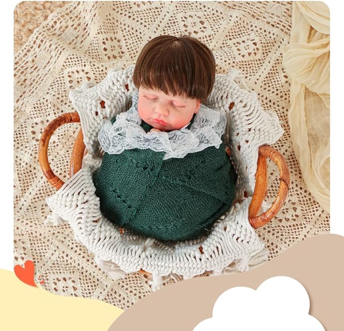 Kate Newborn Photography Props Rattan Circular Basket Handcrafted Bed Mini Bed for Baby Photography Posing Props Photoshoot