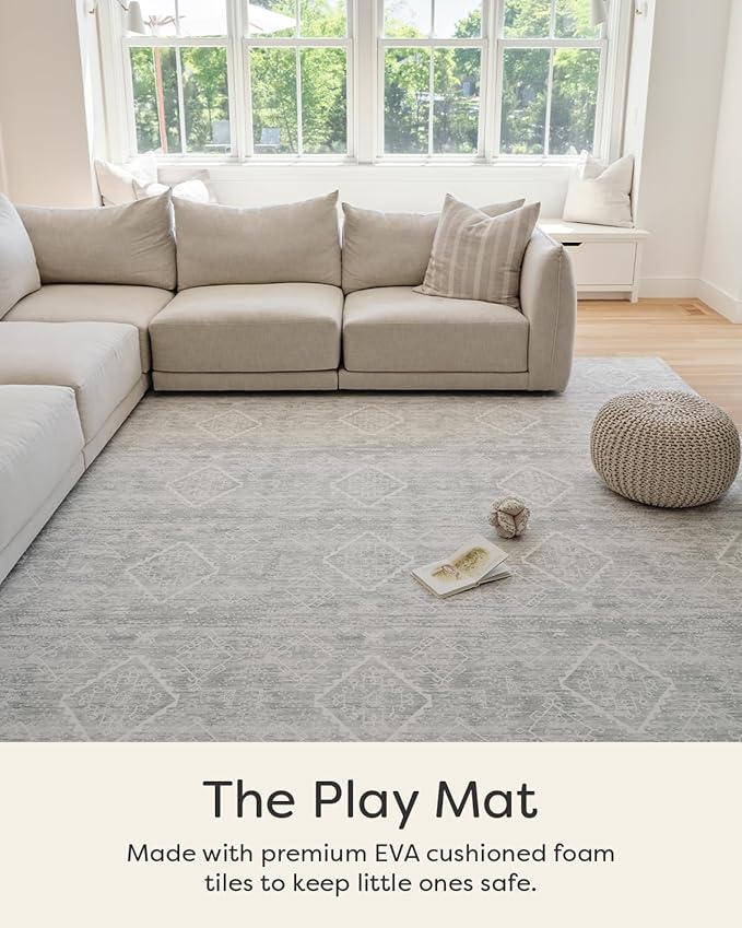 House of Noa Baby Play Mat – 4x6 Gray Ula – Set of 6 Tiles – Cushioned EVA Foam Play Mat for Floor, Soft Interlocking Baby Crawling Mats for Hard Floors