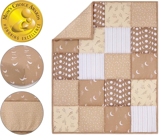 The Peanutshell 3 Piece Baby Crib Bedding Set for Boys & Girls - Newborn, Infant & Toddler Nursery Bed Set Decor with Fitted Crib Sheet, Dust Ruffle, Crib Comforter - Boho Celestial