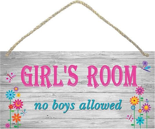 Personalized Name's Pretty Pink-text flower-butterfly girls-only decor Nursery Kid's Children's Girls Bedroom Door Sign Wood Plaque Sign Wall Decor Gift