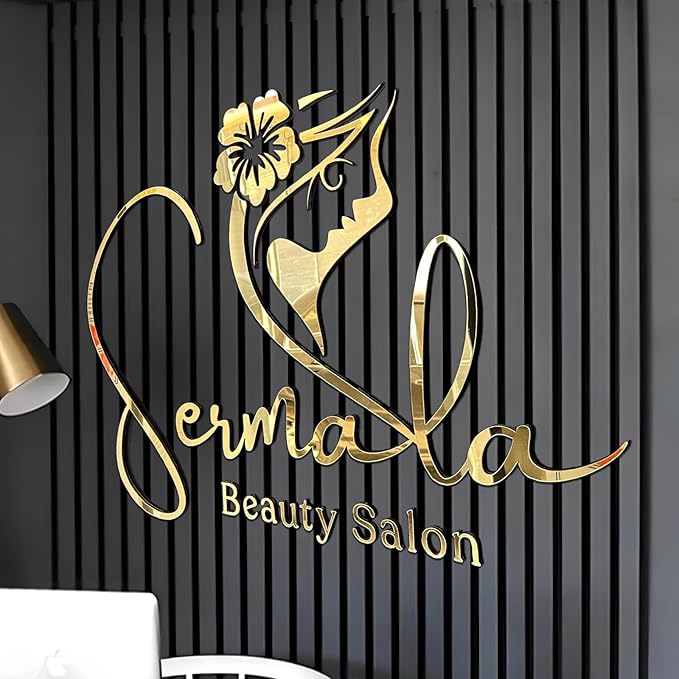 GUANKE Custom Wall Signs for Business Logo, Laser Cut 3D Acyrlic Signs, for Beauty Salon, Retail Outlets, Company, Office