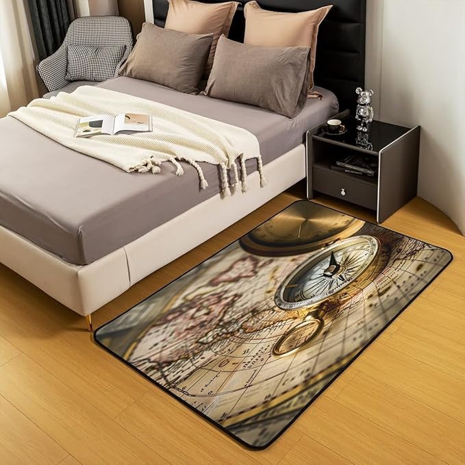 Compass Print Rugs for Living Room Bedroom Retro Nautical Decor Decorative Carpet Ocean Voyage Sea Adventure Super Cozy Rug Carpet Floor Mat Rug