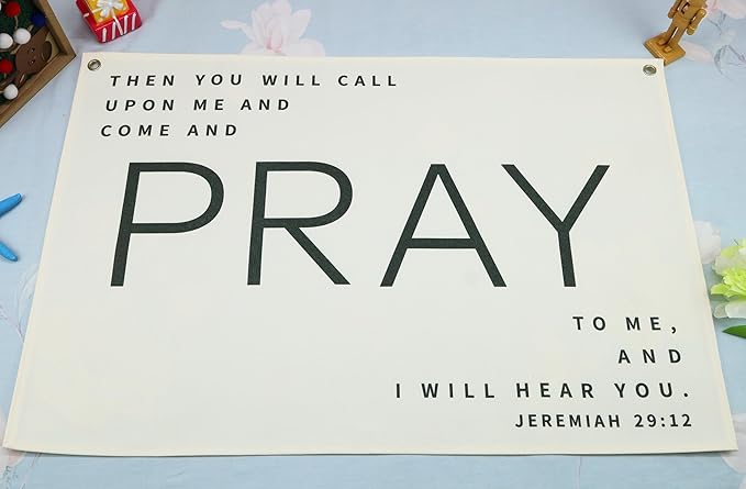 Christian Bible Verse Scripture Rectangular Banner Flag Wall Decor Gift for Baby Boy Girl Kid,Nursery Bedroom Reading Room Decor-Then You Will Call Upon-Baby Present Shower,Birthday Christmas Gif
