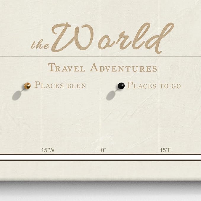 Canvas World Map with Cork Pin Board - English Lettering - Decorative Wall Decoration for All Rooms - Canvas Pictures with World Map Motif (120x80 cm, Pattern 9)