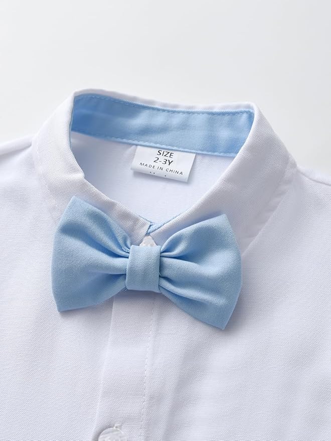 Baby Boys Pants Sets, Infant Long Sleeve Shirt + Pants + Bow Tie + Suspenders,Toddler Outfits