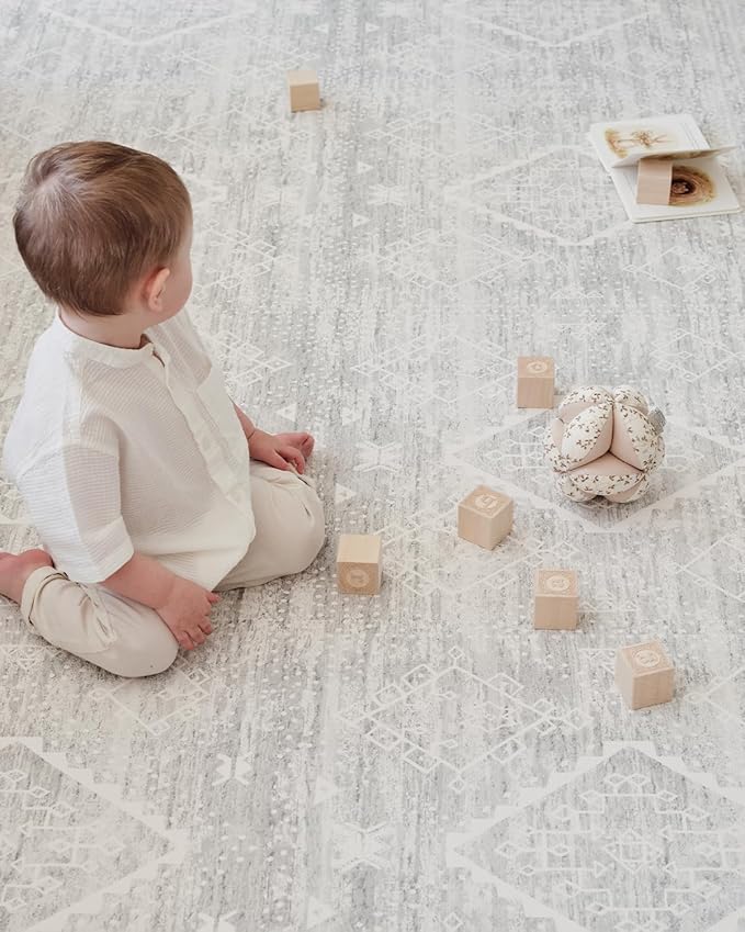 House of Noa Baby Play Mat – 4x8 Gray Ula – Set of 8 Tiles – Cushioned EVA Foam Play Mat for Floor, Soft Interlocking Baby Crawling Mats for Hard Floors