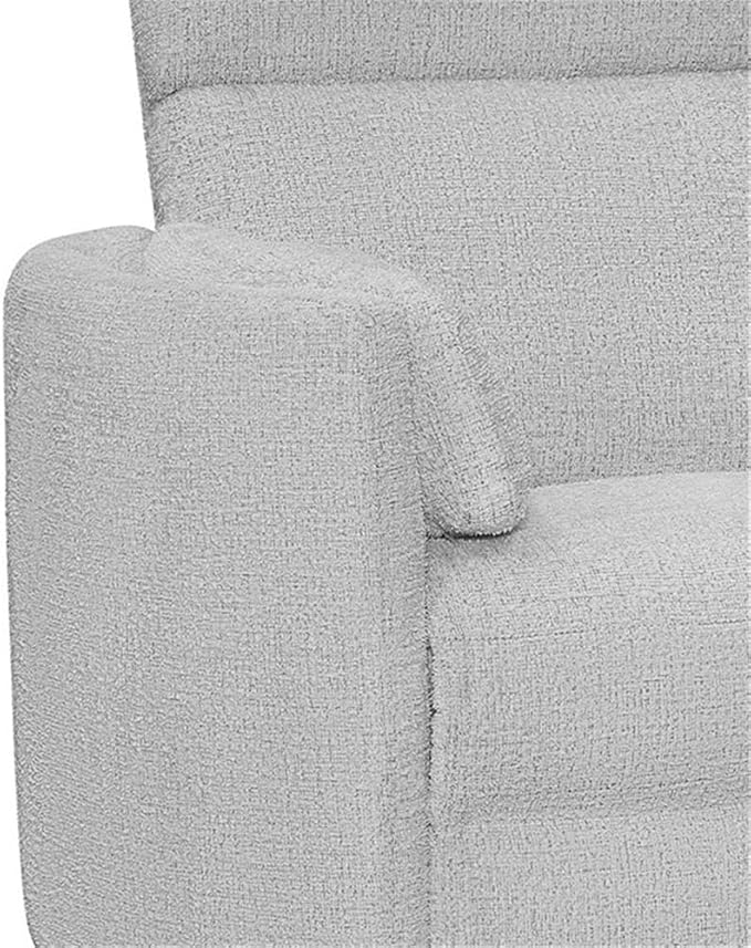 Pemberly Row Manual Glider Recliner Swivel Accent Chair in Angora Linen