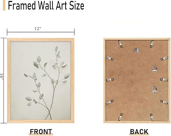 CHMMART 3 Piece Neutral Botanical Framed Wall Art Beige Floral Canvas Art Prints Minimalist Flower Pictures Wall Decor Boho Painting Artwork for Living Room Bedroom Bathroom 12x16in