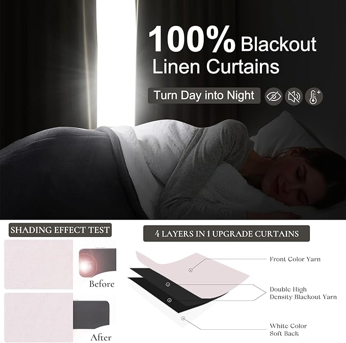 Light Pink Curtains for Girls Room, Cute Blackout Bedroom Curtains Aesthetic 84 Inch Length 2 Panels Set Flax Linen Thermal Drapes Insulated&Soundproof Back Tab/Hook Belt Preppy (50"W x 84"L)