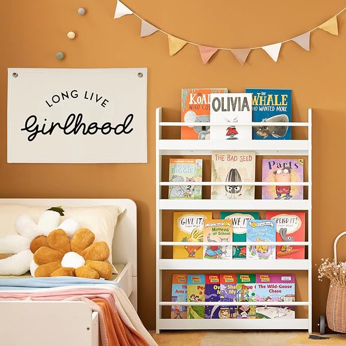 Girl Room Decor Long Live Girlhood Linen Banner Hanging Flag Retro Banner for Nursery Playroom Wall Decor for Kids Bedroom Decorations,Baby shower gifts 30x20(Black Letter)